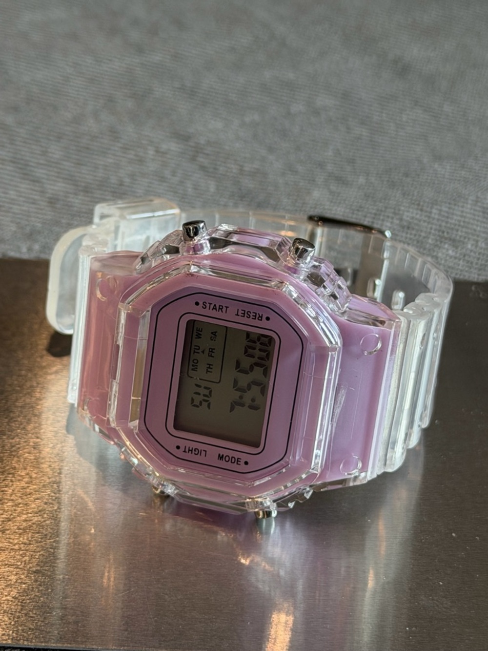 Clear Strap Digital Sports Watch - Lavender